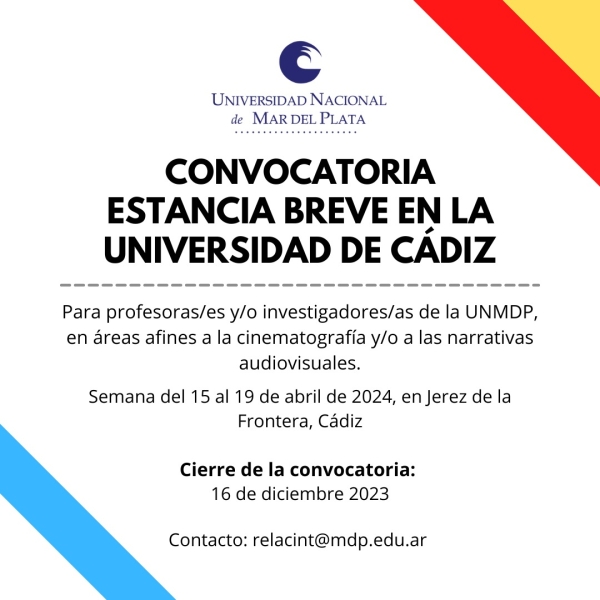 Convocatoria: ESTANCIA BREVE EN LA UNIVERSIDAD DE CÁDIZ