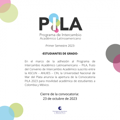 APERTURA de la CONVOCATORIA PILA ESTUDIANTE 1-2023. Formato presencial