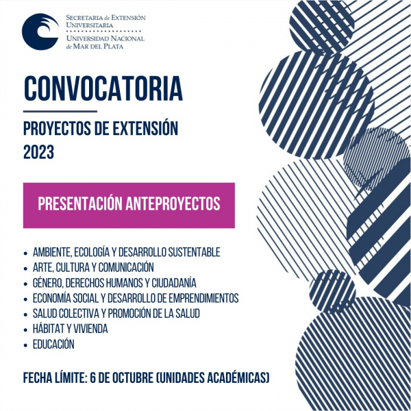 Convocatoria para la presentación de Proyectos de Extensión 2023.